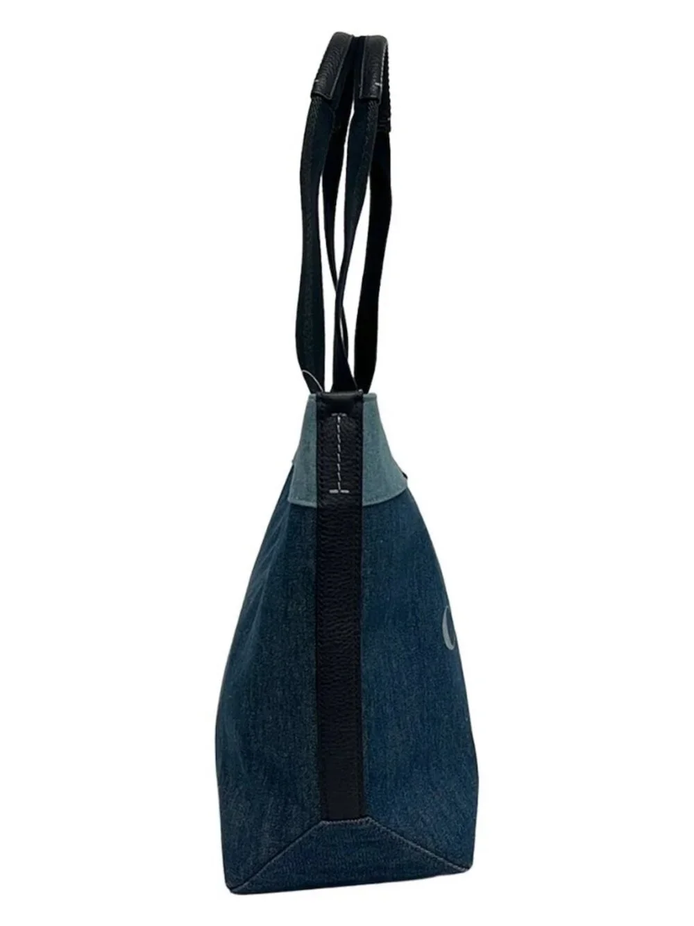 COACH 91131 Navy Light Blue Black Denim Cotton Tote Bag